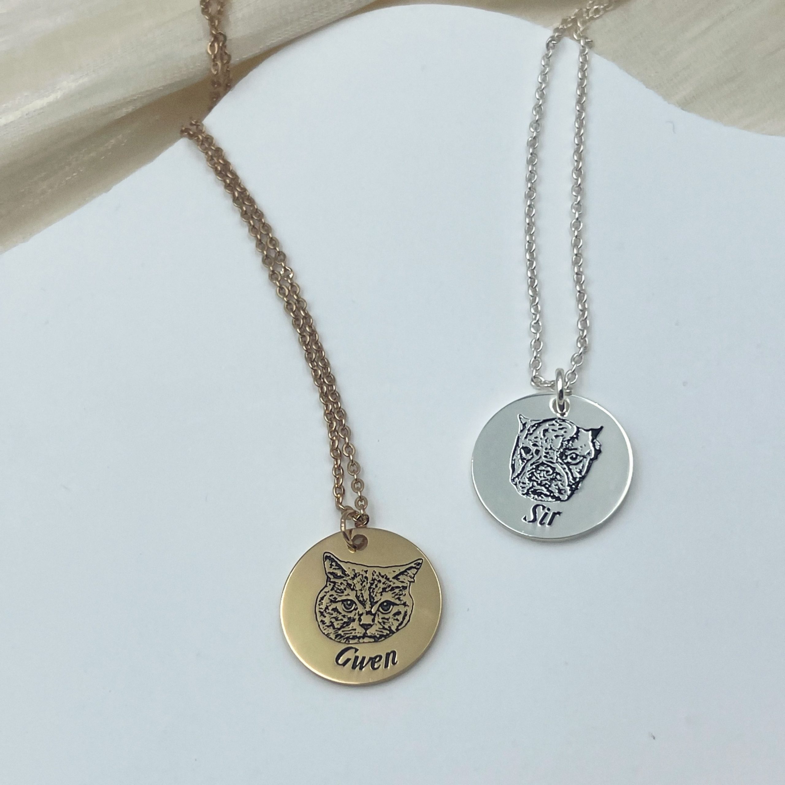 Personalized Pet Portrait Name Necklace - 925 Sterling Silver - Image 6