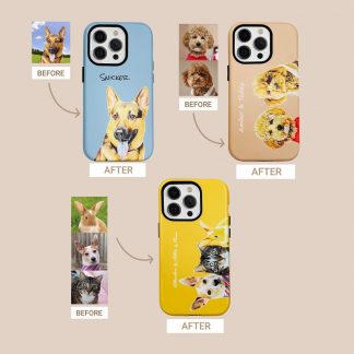 Custom Pet Portrait Phone Case - Personalized Pet Lover Gift