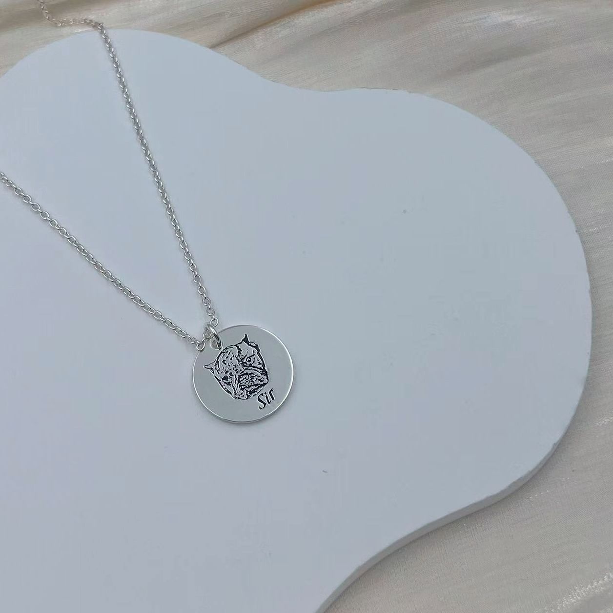 Personalized Pet Portrait Name Necklace - 925 Sterling Silver - Image 4