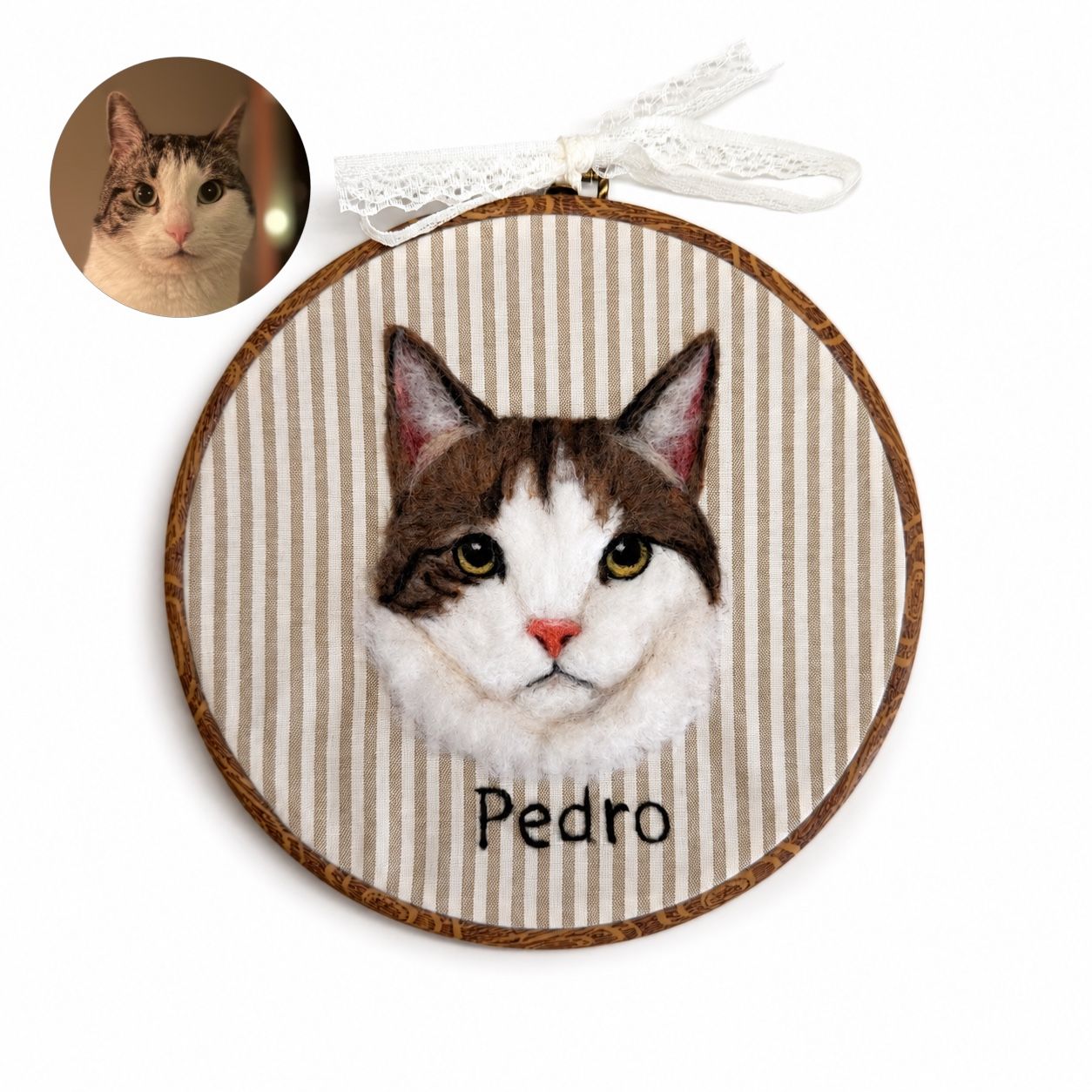 Custom Wool Felt Pet Portrait - Embroidered Wool Art, Pet Memorial - Image 4