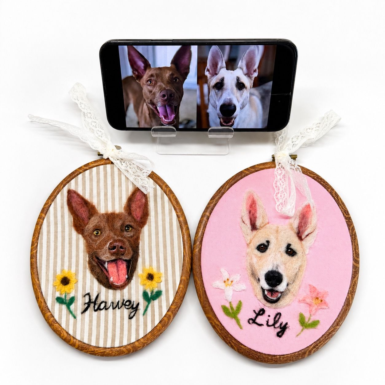 Custom Wool Felt Pet Portrait - Embroidered Wool Art, Pet Memorial