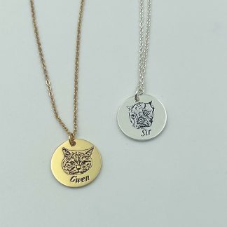 Personalized Pet Portrait Name Necklace - 925 Sterling Silver