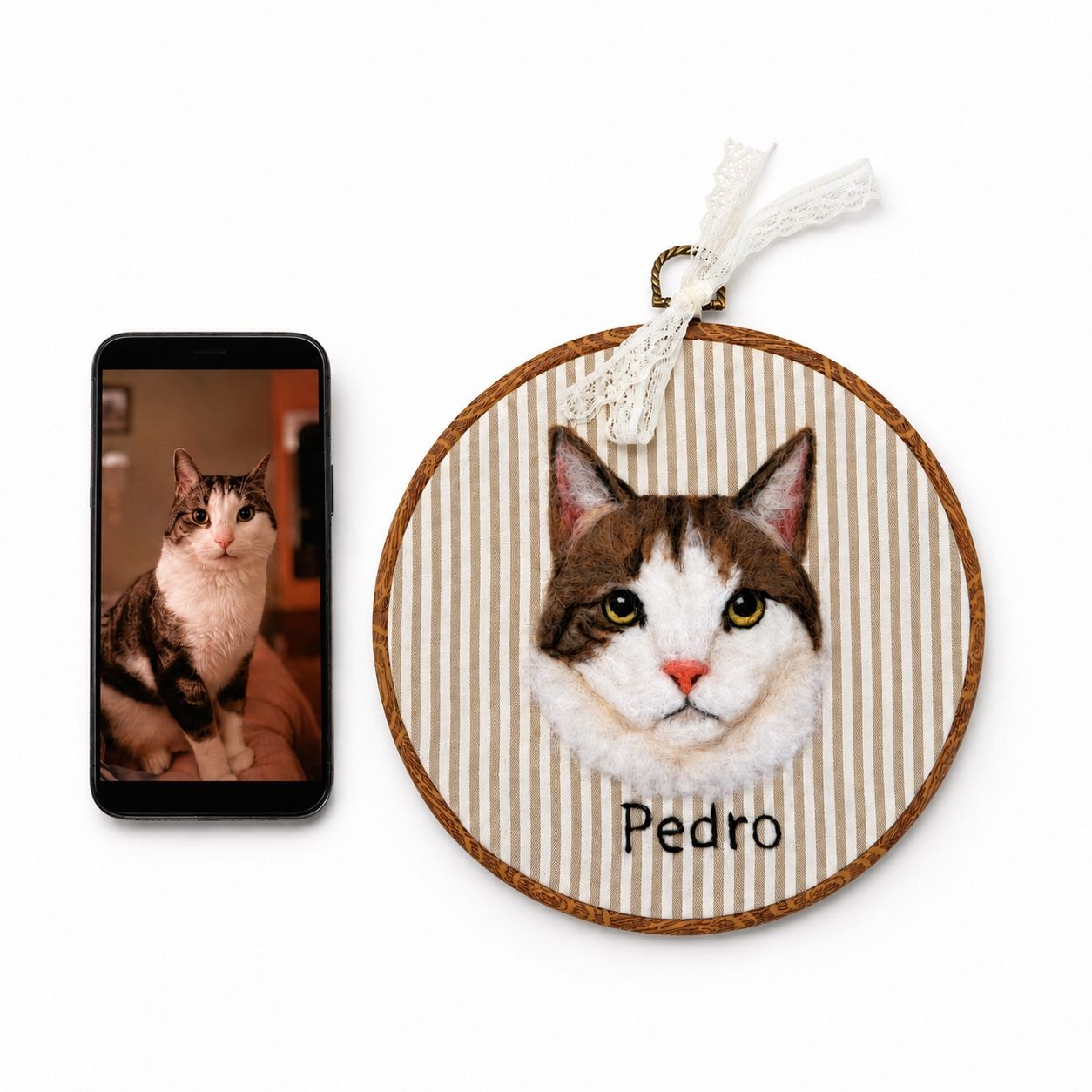 Custom Wool Felt Pet Portrait - Embroidered Wool Art, Pet Memorial - Image 3