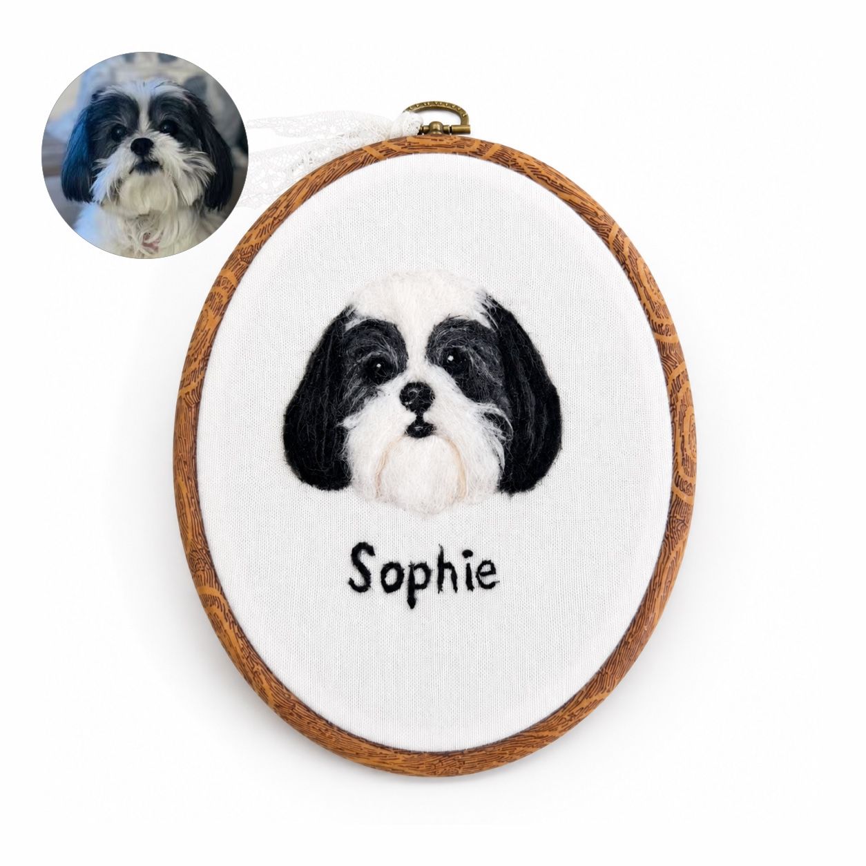 Custom Wool Felt Pet Portrait - Embroidered Wool Art, Pet Memorial - Image 7