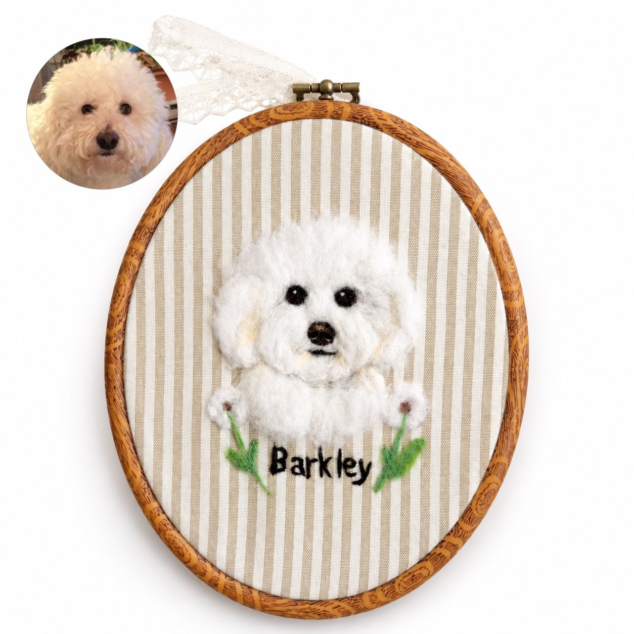 Custom Wool Felt Pet Portrait - Embroidered Wool Art, Pet Memorial - Image 6