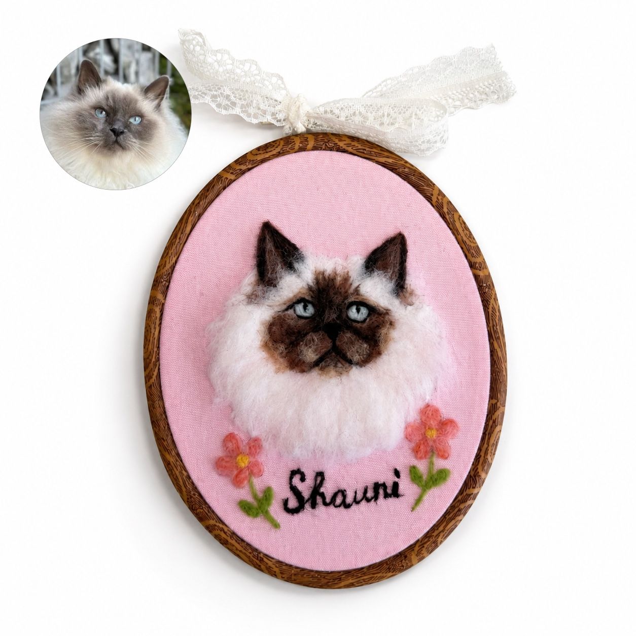 Custom Wool Felt Pet Portrait - Embroidered Wool Art, Pet Memorial - Image 9