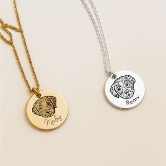 Personalized Pet Portrait Name Necklace - Stainless Steel