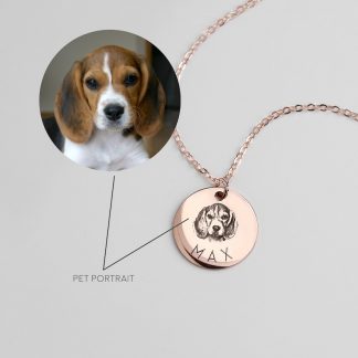 Personalized 925 Sterling Silver Pet Portrait Name Necklace
