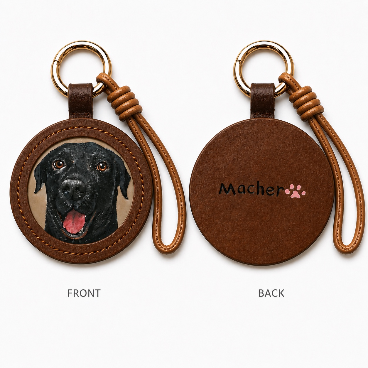 Custom Leather Pet Portrait Keychain – Handmade Embossed Pet Memorial Keyring - Image 8