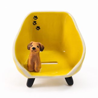 Personalized Ceramic Phone Stand with Custom Pet Figurine – Handmade Pet Lover Gift, Desk Phone Holder, Custom Name Ceramic Stand