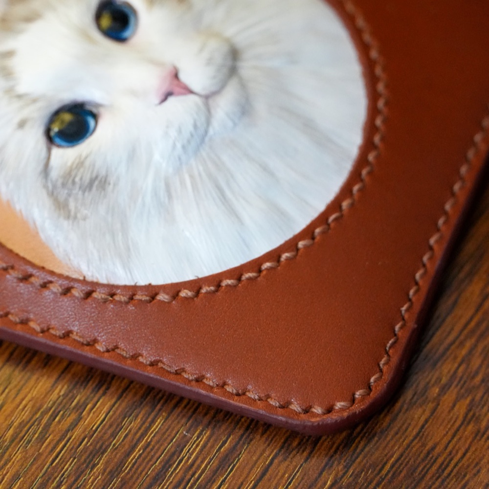 Custom Hand-Carved Leather Card Holder – Personalized Pet Portrait - Image 4