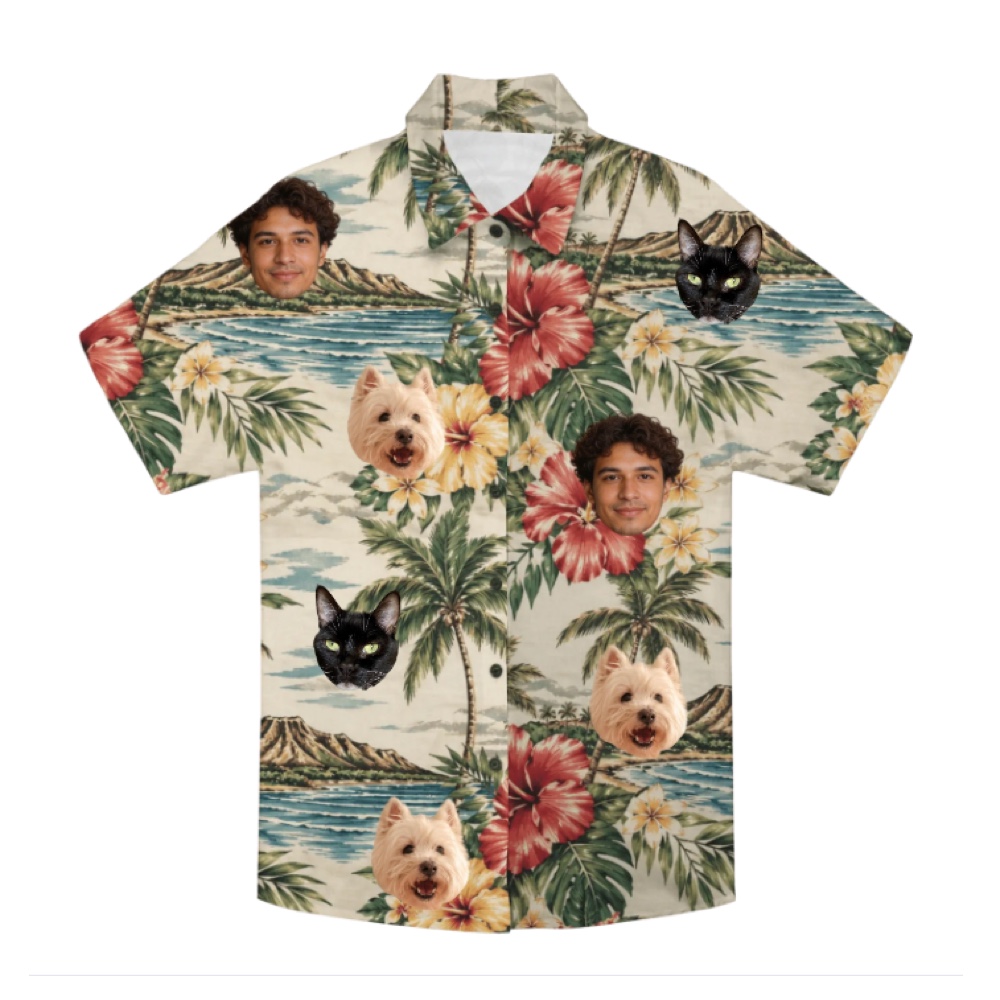 Personalized Face Custom Unisex Tropical Hawaiian Aloha Shirt - Image 7