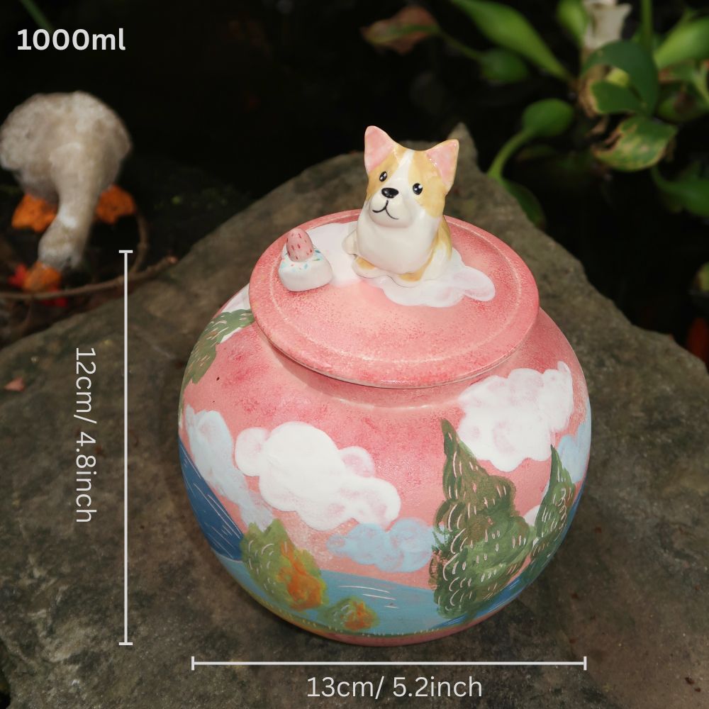 Handmade Pet Urn for Ashes – Ceramic Keepsake Urns with 3D Pet Figurine Lid, Personalized Dog or Cat Memorial Jar - Image 13
