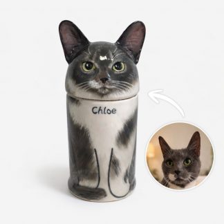 Handmade Ceramic Cat Urn - Pet Memorial Keepsake for Ashes with Cute Design