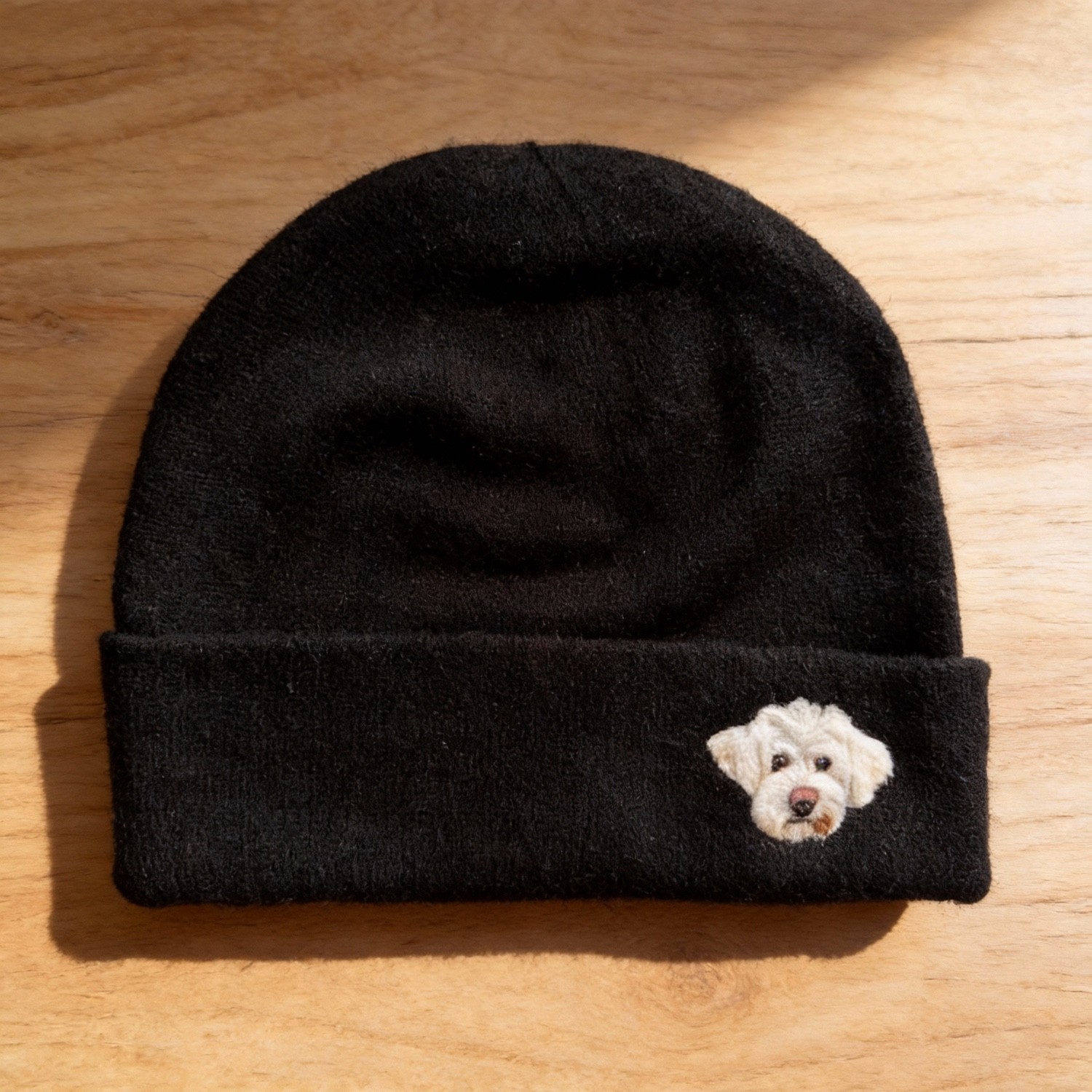 Hand-Felted Wool Beanie with Pet Portrait - Personalized Needle Art Hat - Image 6