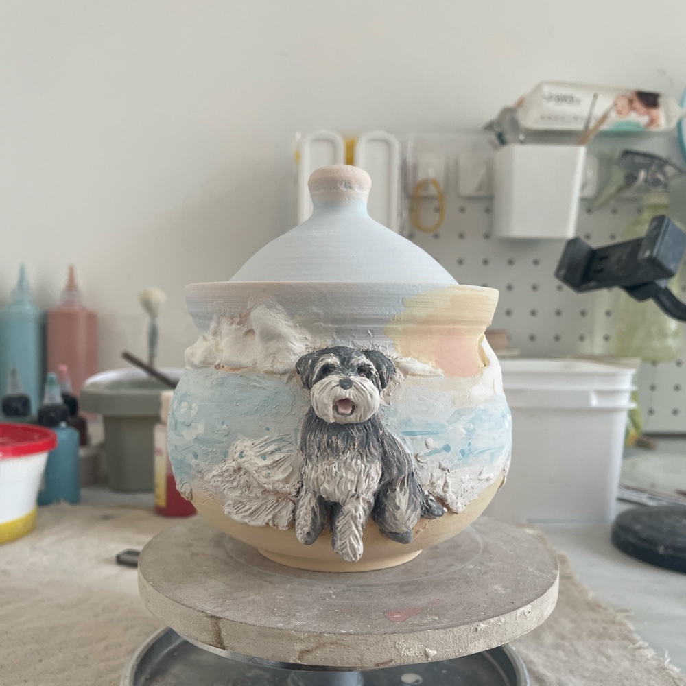 Handcrafted Ceramic Pet Photo Urn - Personalized Pet Memorial (12oz) - Image 4