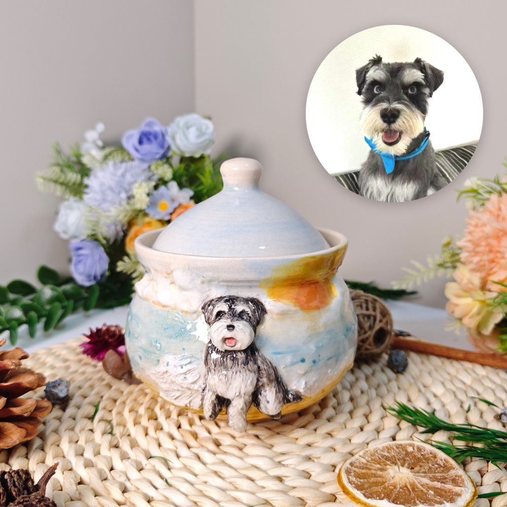 Handcrafted Ceramic Pet Photo Urn - Personalized Pet Memorial (12oz)