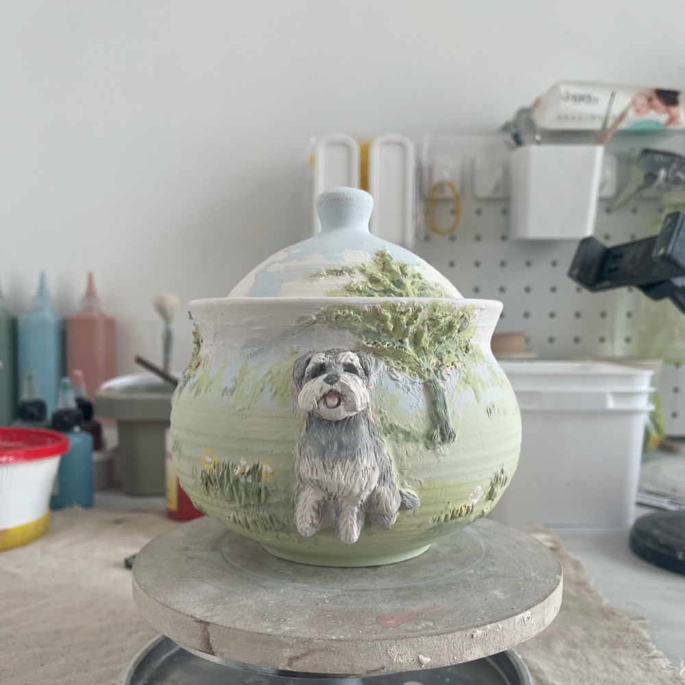 Handcrafted Ceramic Pet Photo Urn - Personalized Pet Memorial (12oz) - Image 8