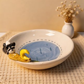 Custom 3D Pet Portrait Moon Plate - Handmade Ceramic Pet Memorial