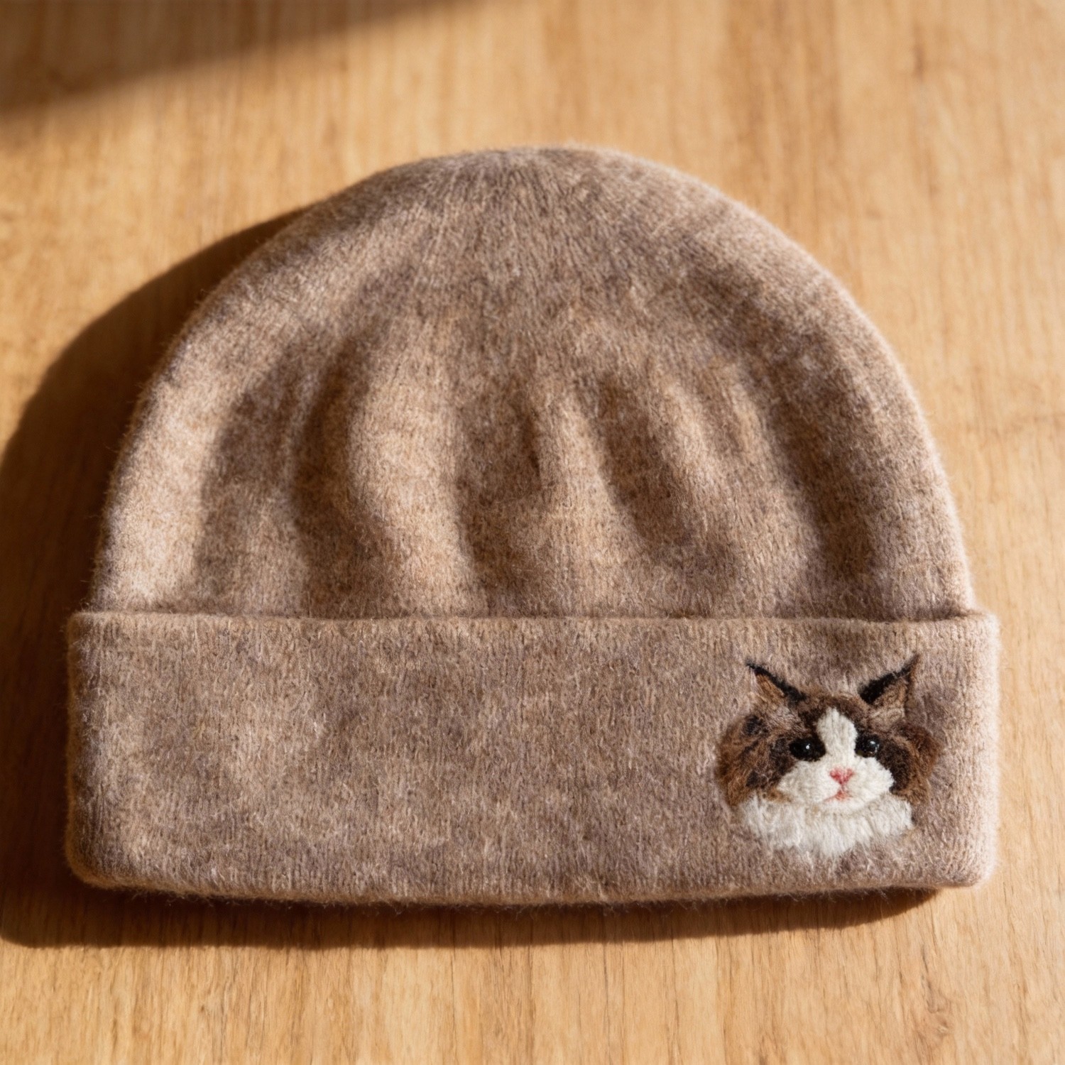 Hand-Felted Wool Beanie with Pet Portrait - Personalized Needle Art Hat - Image 8