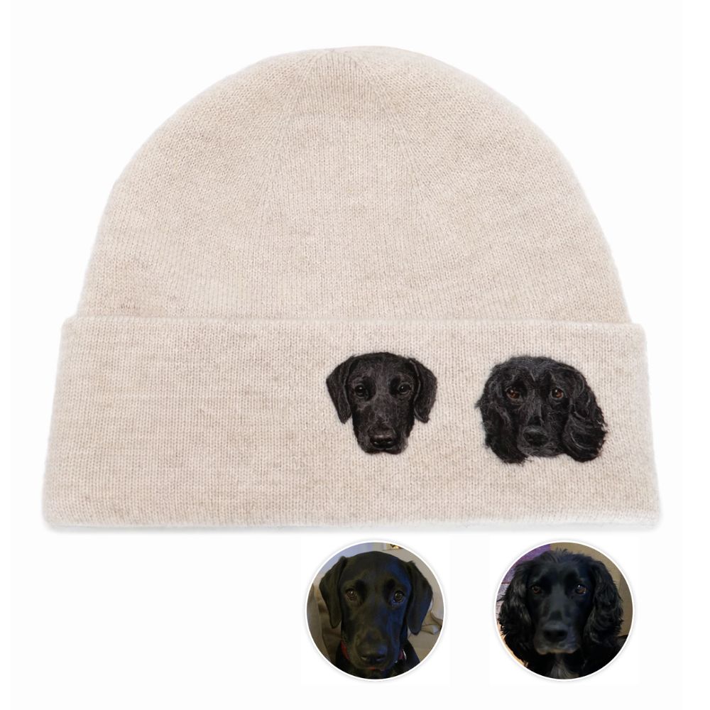 Hand-Felted Wool Beanie with Pet Portrait - Personalized Needle Art Hat