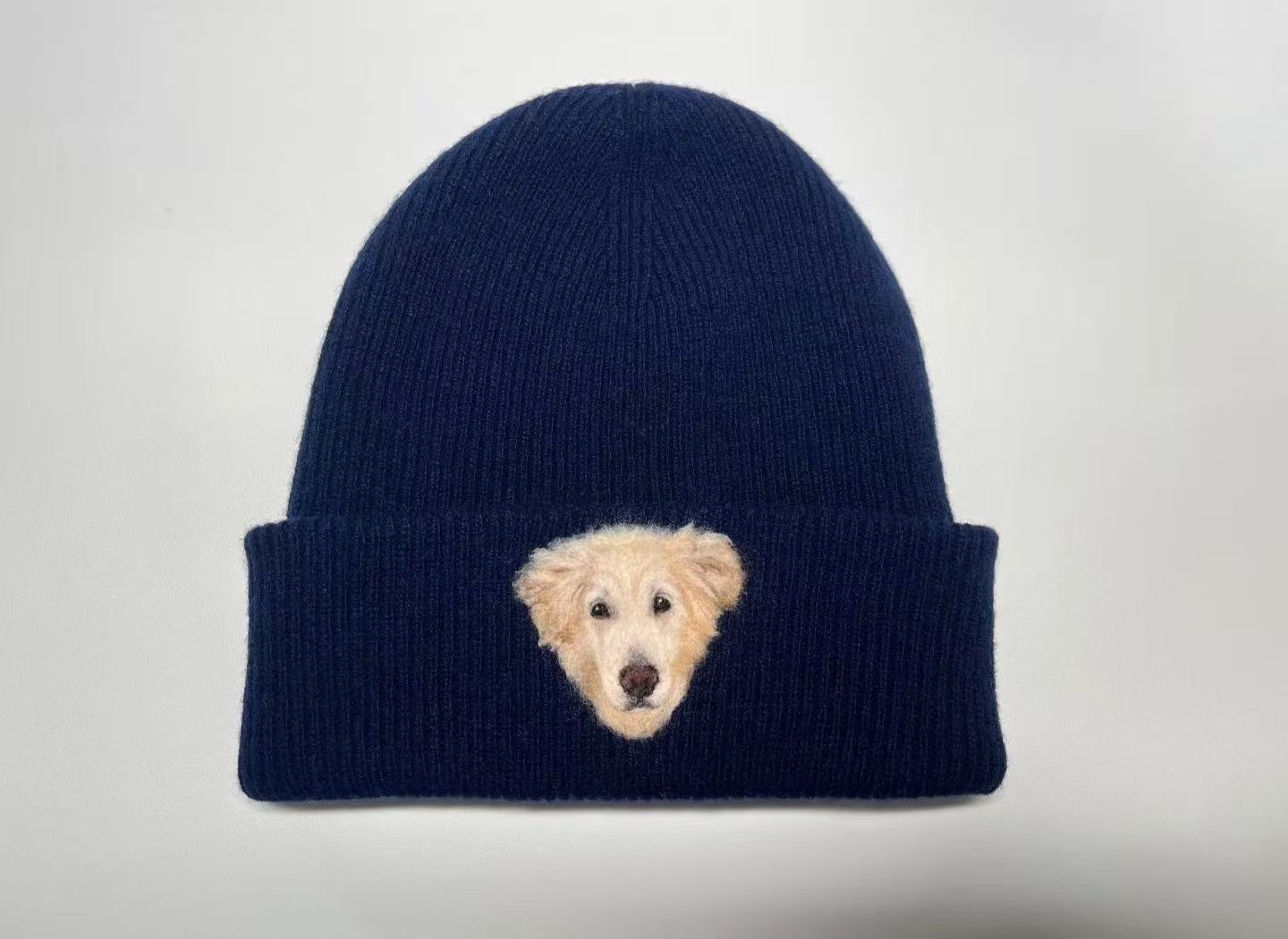 Hand-Felted Wool Beanie with Pet Portrait - Personalized Needle Art Hat - Image 13