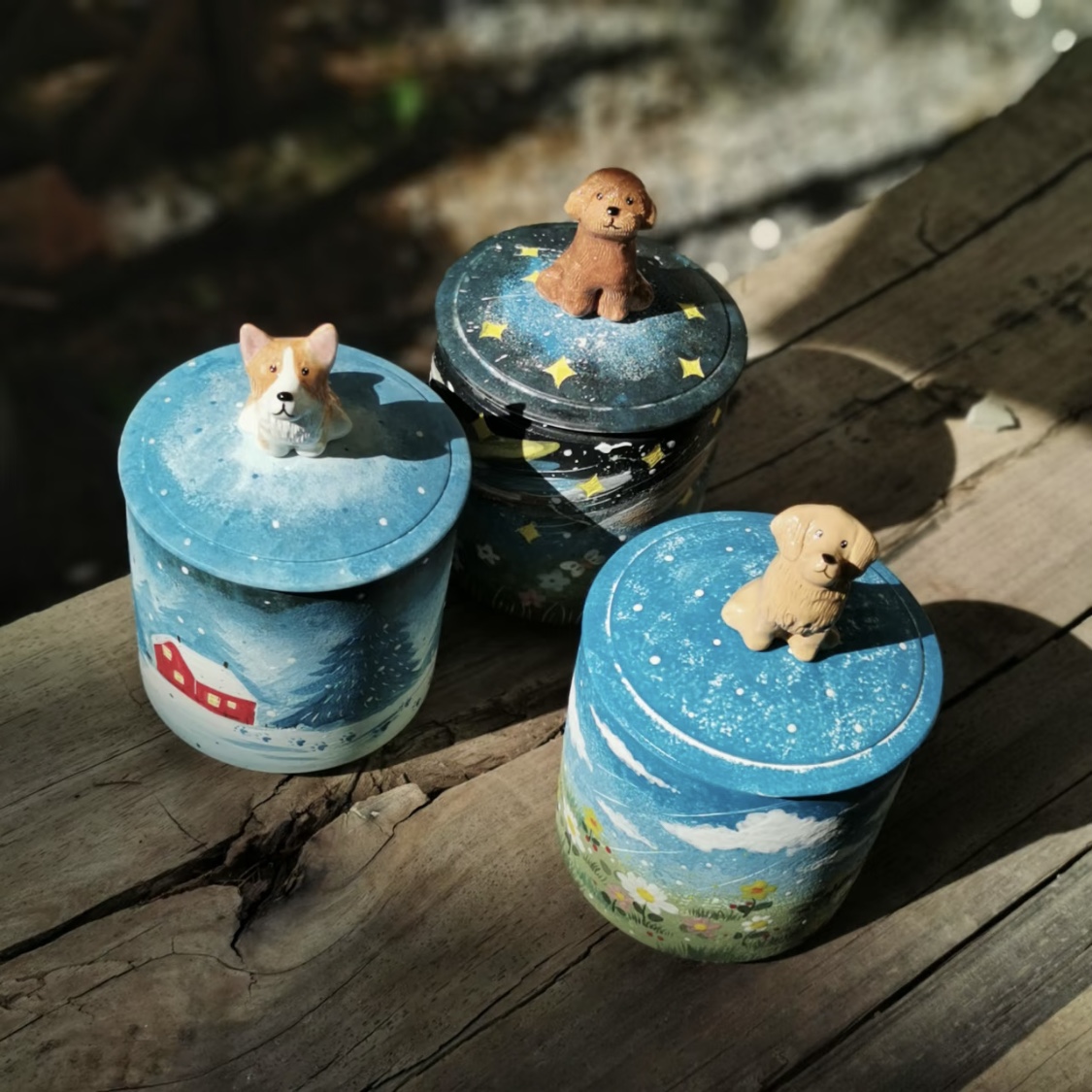 Handmade Pet Urn for Ashes – Ceramic Keepsake Urns with 3D Pet Figurine Lid, Personalized Dog or Cat Memorial Jar - Image 2