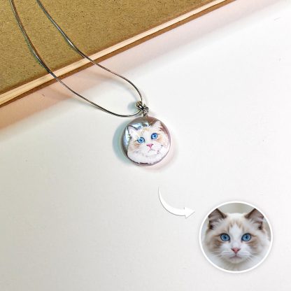 Custom Pet Portrait Pendant — Hand Painted on Pearl