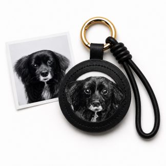 Custom Leather Pet Portrait Keychain – Handmade Embossed Pet Memorial Keyring
