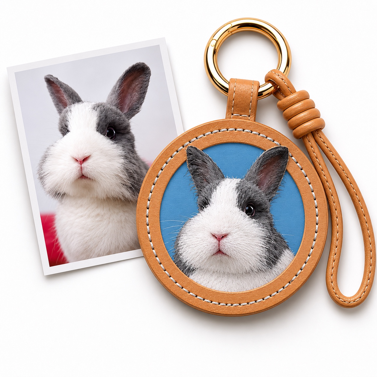 Custom Leather Pet Portrait Keychain – Handmade Embossed Pet Memorial Keyring - Image 6
